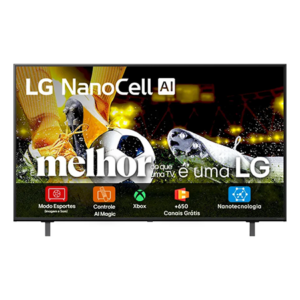 Smart TV LG NanoCell AI 4K NANO80 55 polegadas Cores Puras Processador α7 AI Ger 8